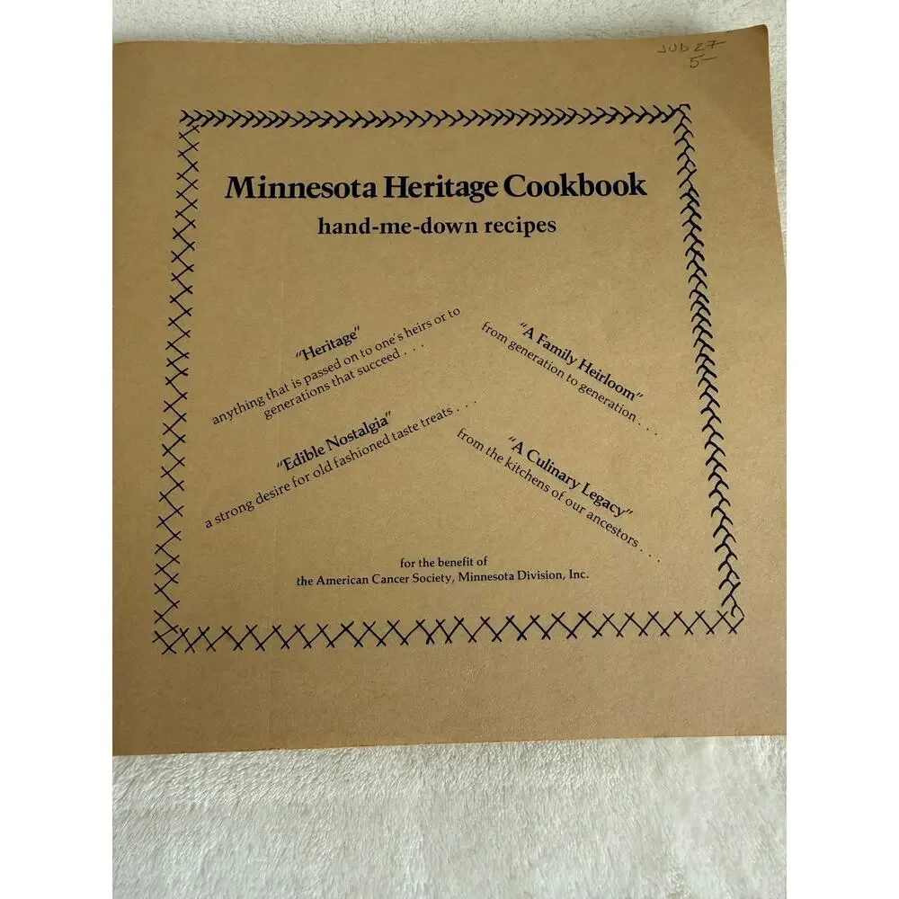 Minnesota Heritage Cookbook Hand‑Me‑Down Recipes 1979 American Cancer‎ Society